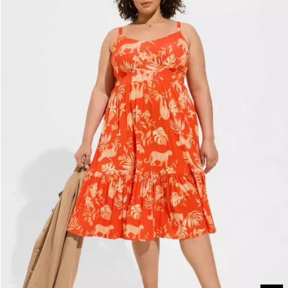 Torrid Orange Jungle Animal Print Dress - Picture 4 of 7